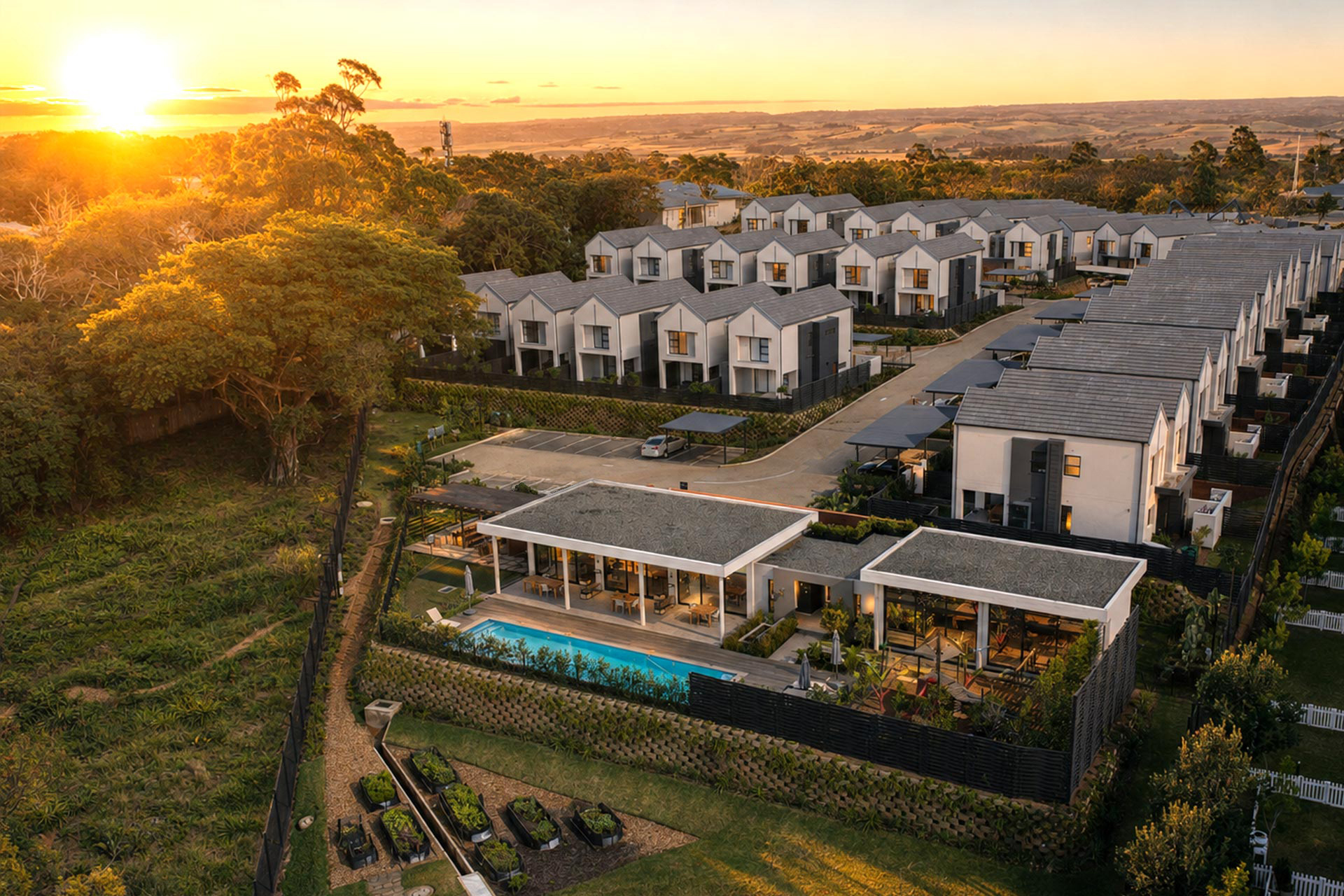 Woodlands Estate at golden hour