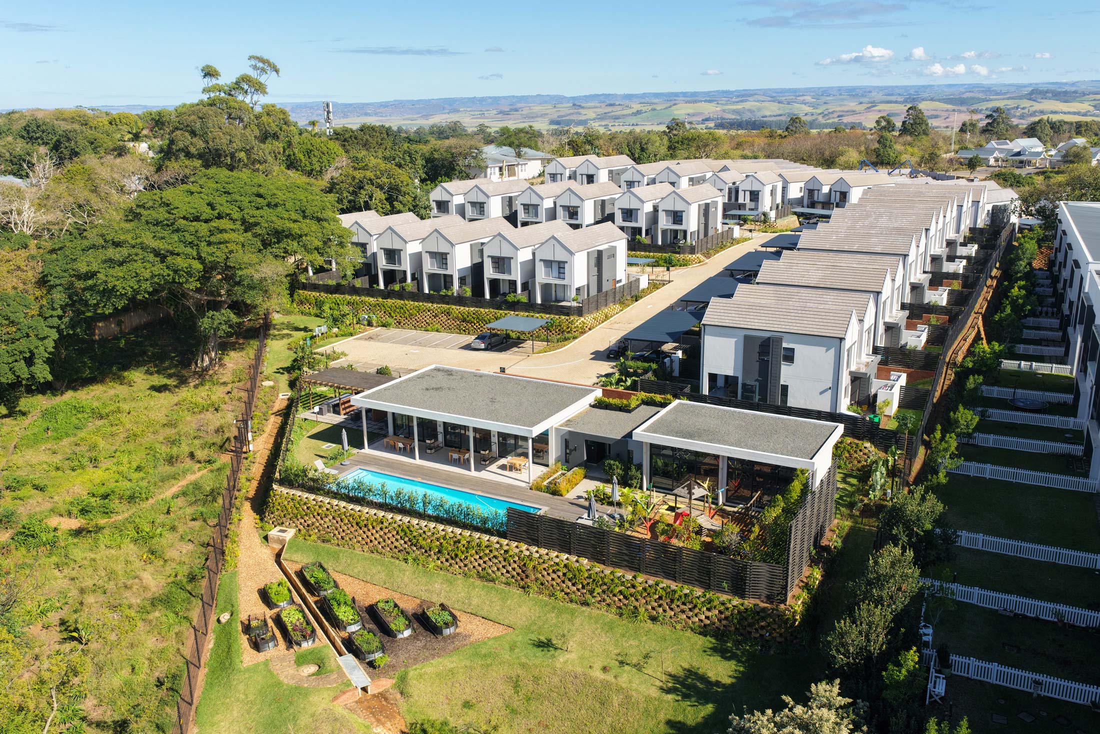 Woodlands Estate and the coastal forest from the air