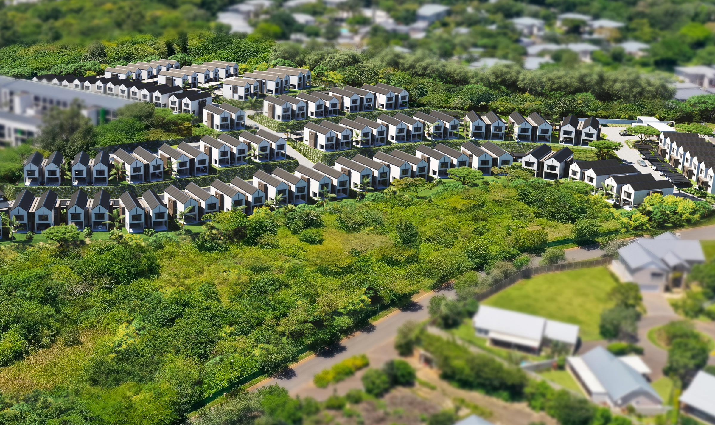 Aerial view of Woodlands Estate and the surrounding area